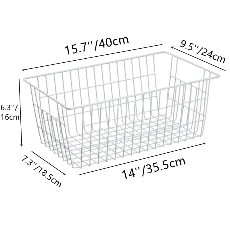 Slideep Freezer Baskets Farmhouse Organizer Storage Basket with Handles, Food Storage Bin for Kitchen Cabinets, Pantry, Closet, Bedroom, Bathroom, Office, 2 Pack, White - Image 4